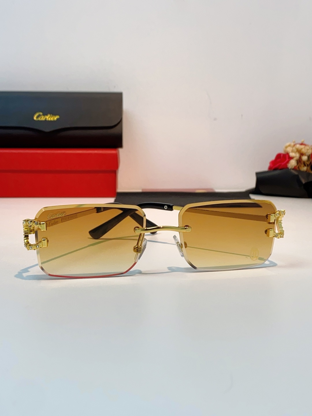 Carter卡地亚 2026最新款 王嘉尔同款无框眼镜带钻男可配度数近视镜高级感金丝无边框眼睛框架女