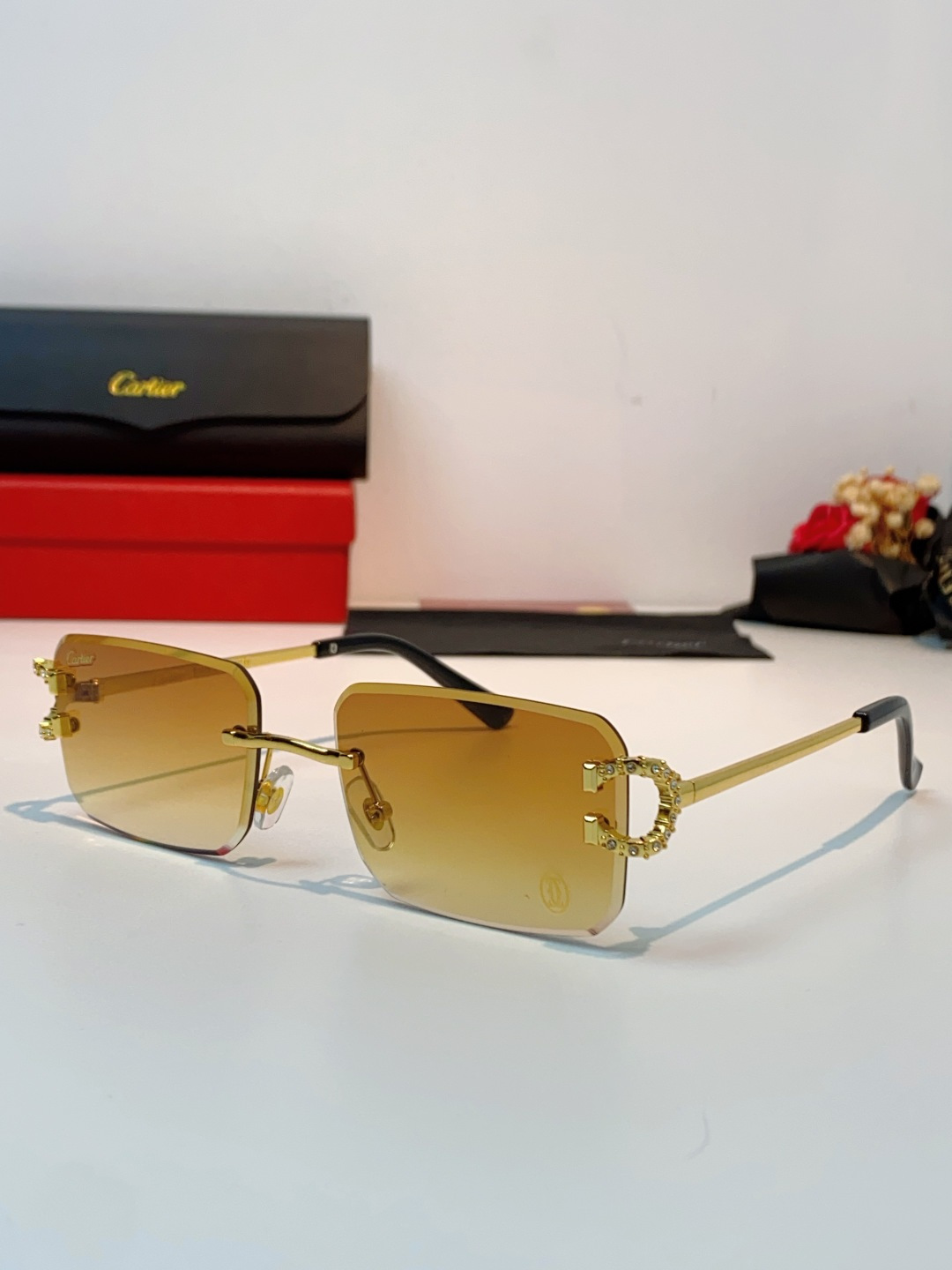 Carter卡地亚 2026最新款 王嘉尔同款无框眼镜带钻男可配度数近视镜高级感金丝无边框眼睛框架女