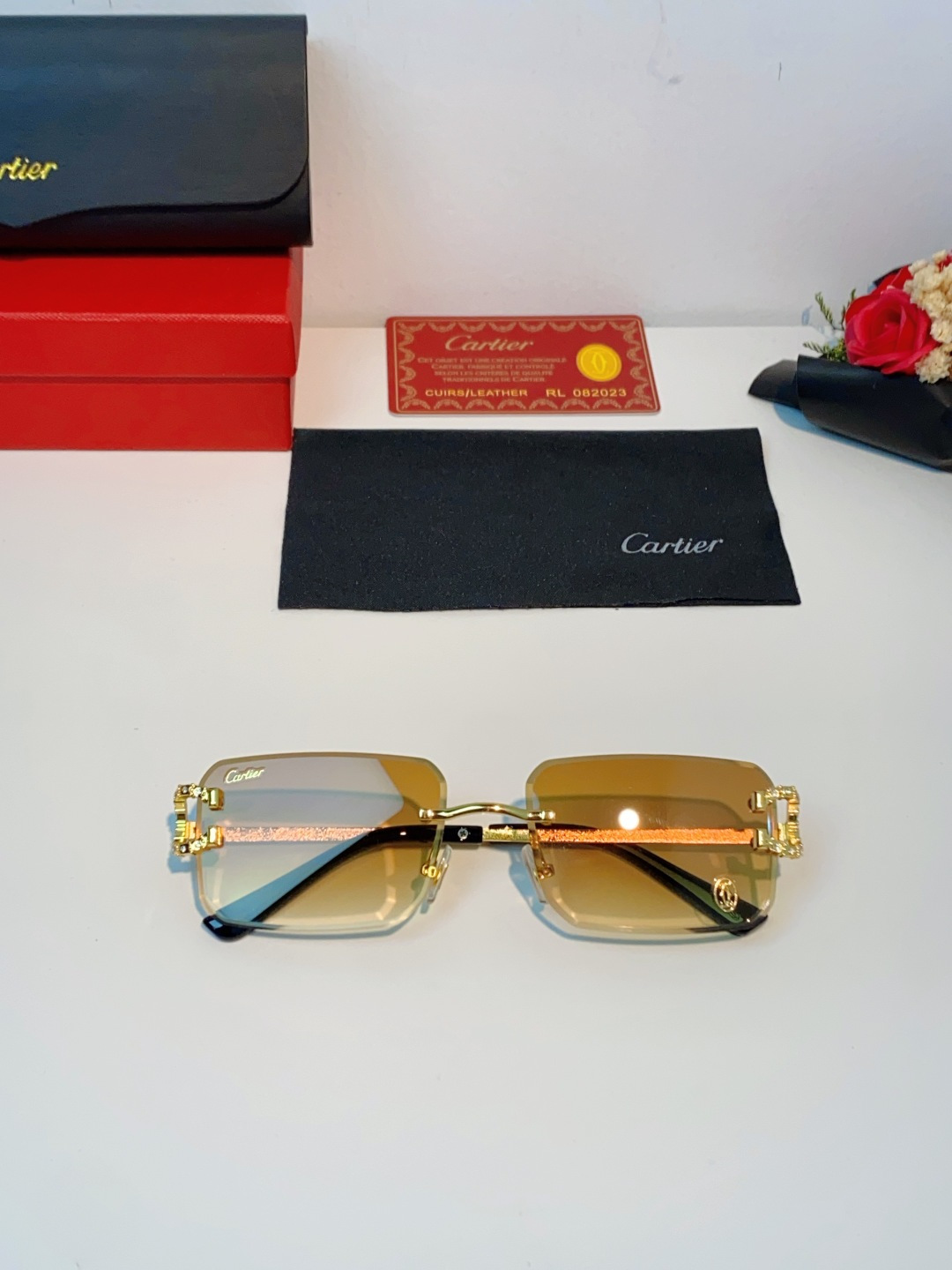 Carter卡地亚 2026最新款 王嘉尔同款无框眼镜带钻男可配度数近视镜高级感金丝无边框眼睛框架女