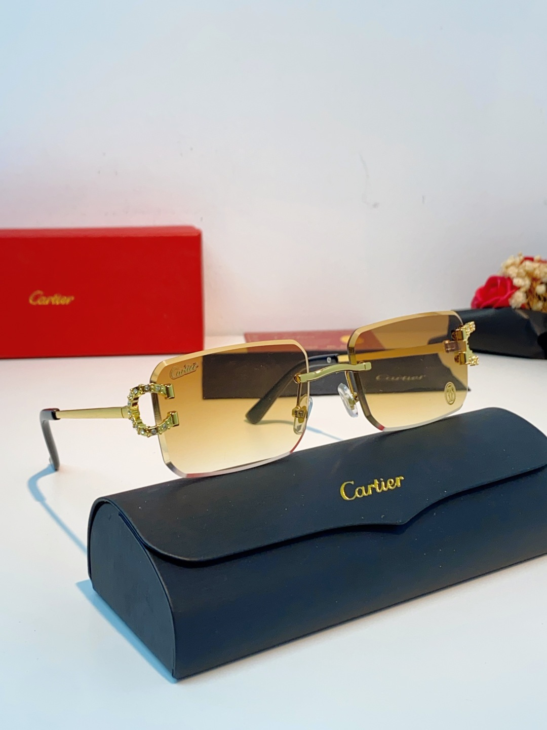 Carter卡地亚 2026最新款 王嘉尔同款无框眼镜带钻男可配度数近视镜高级感金丝无边框眼睛框架女