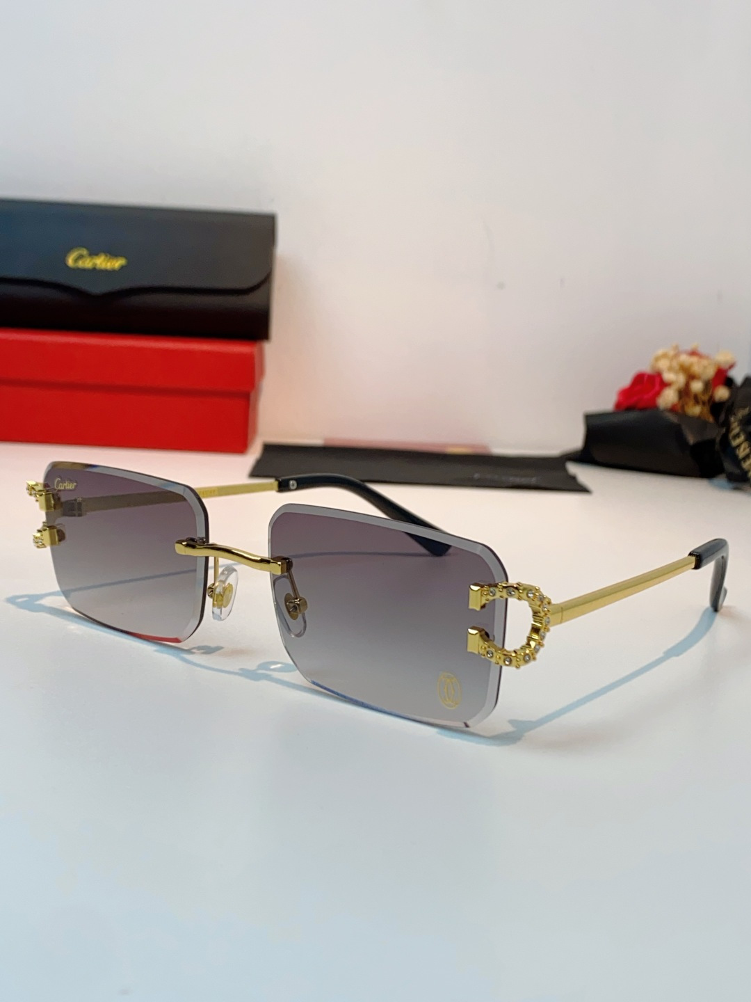 Carter卡地亚 2026最新款 王嘉尔同款无框眼镜带钻男可配度数近视镜高级感金丝无边框眼睛框架女