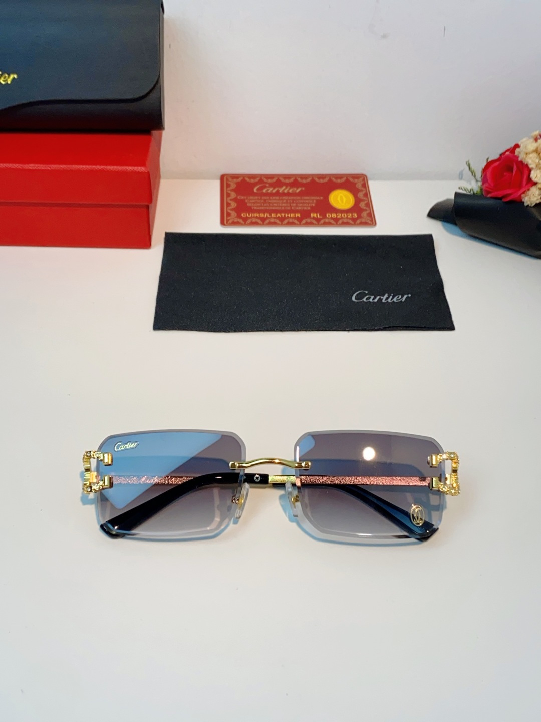 Carter卡地亚 2026最新款 王嘉尔同款无框眼镜带钻男可配度数近视镜高级感金丝无边框眼睛框架女