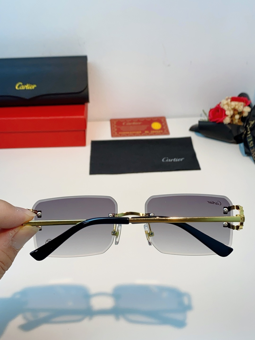 Carter卡地亚 2026最新款 王嘉尔同款无框眼镜带钻男可配度数近视镜高级感金丝无边框眼睛框架女