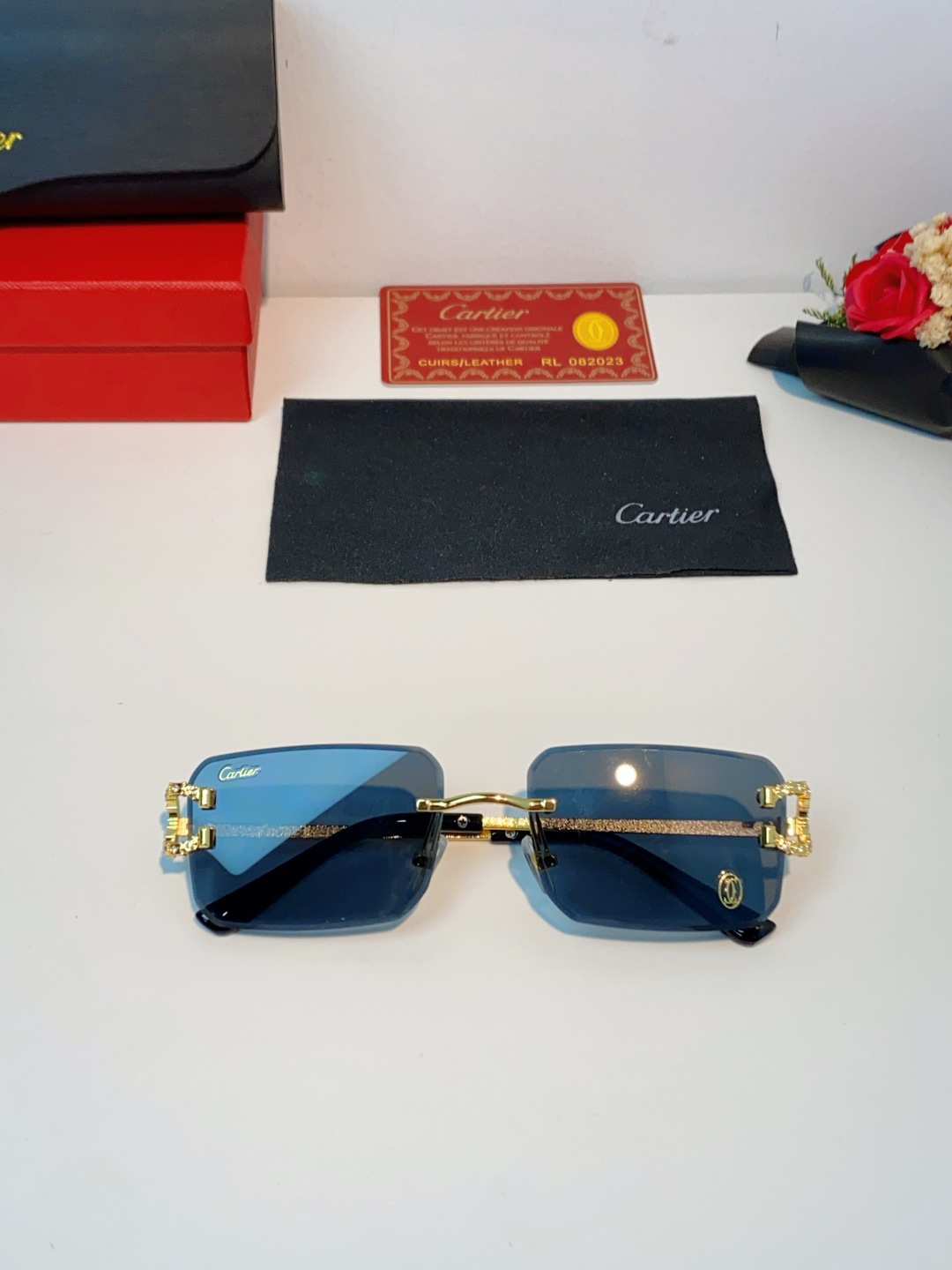 Carter卡地亚 2026最新款 王嘉尔同款无框眼镜带钻男可配度数近视镜高级感金丝无边框眼睛框架女