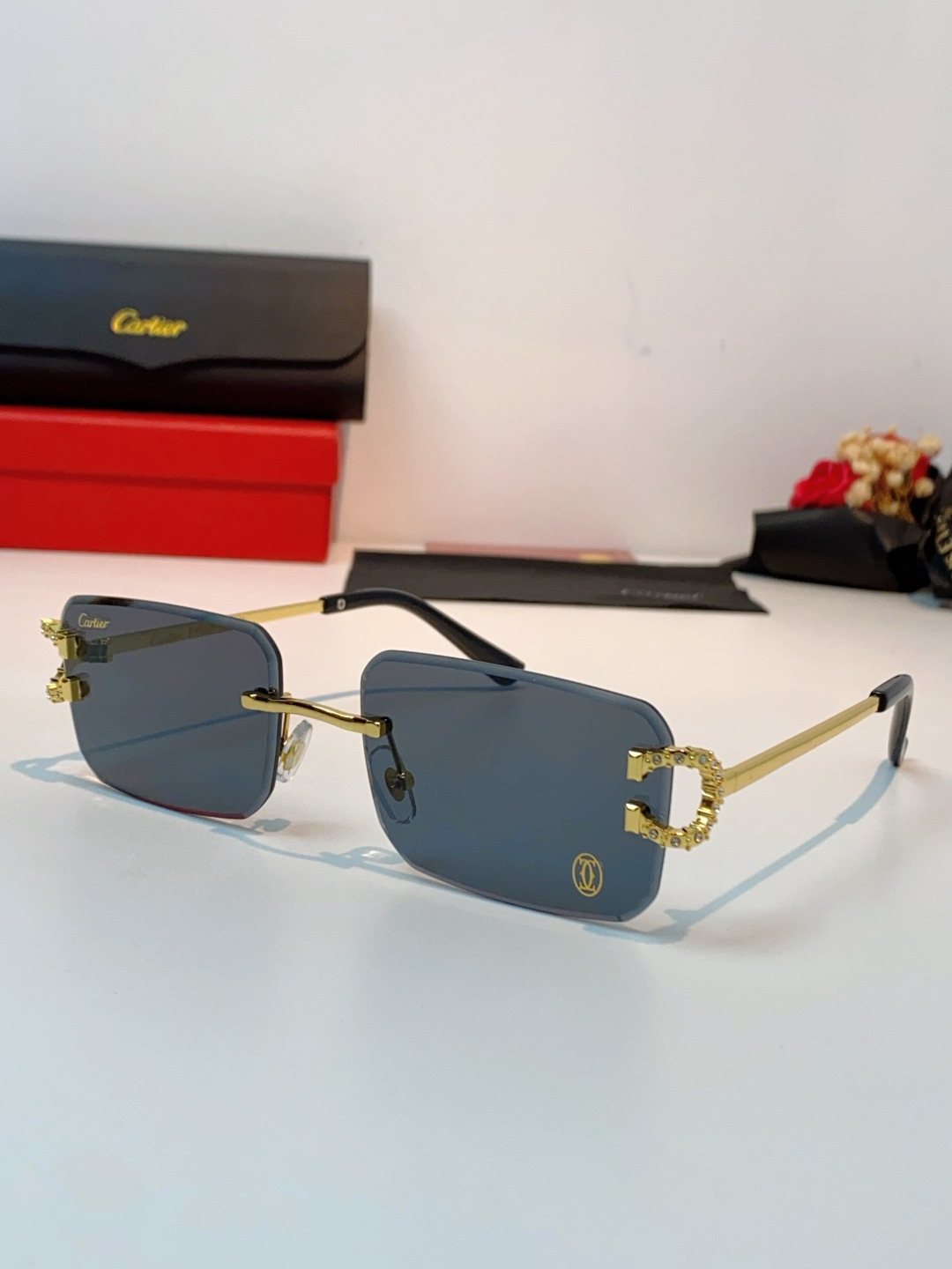 Carter卡地亚 2026最新款 王嘉尔同款无框眼镜带钻男可配度数近视镜高级感金丝无边框眼睛框架女