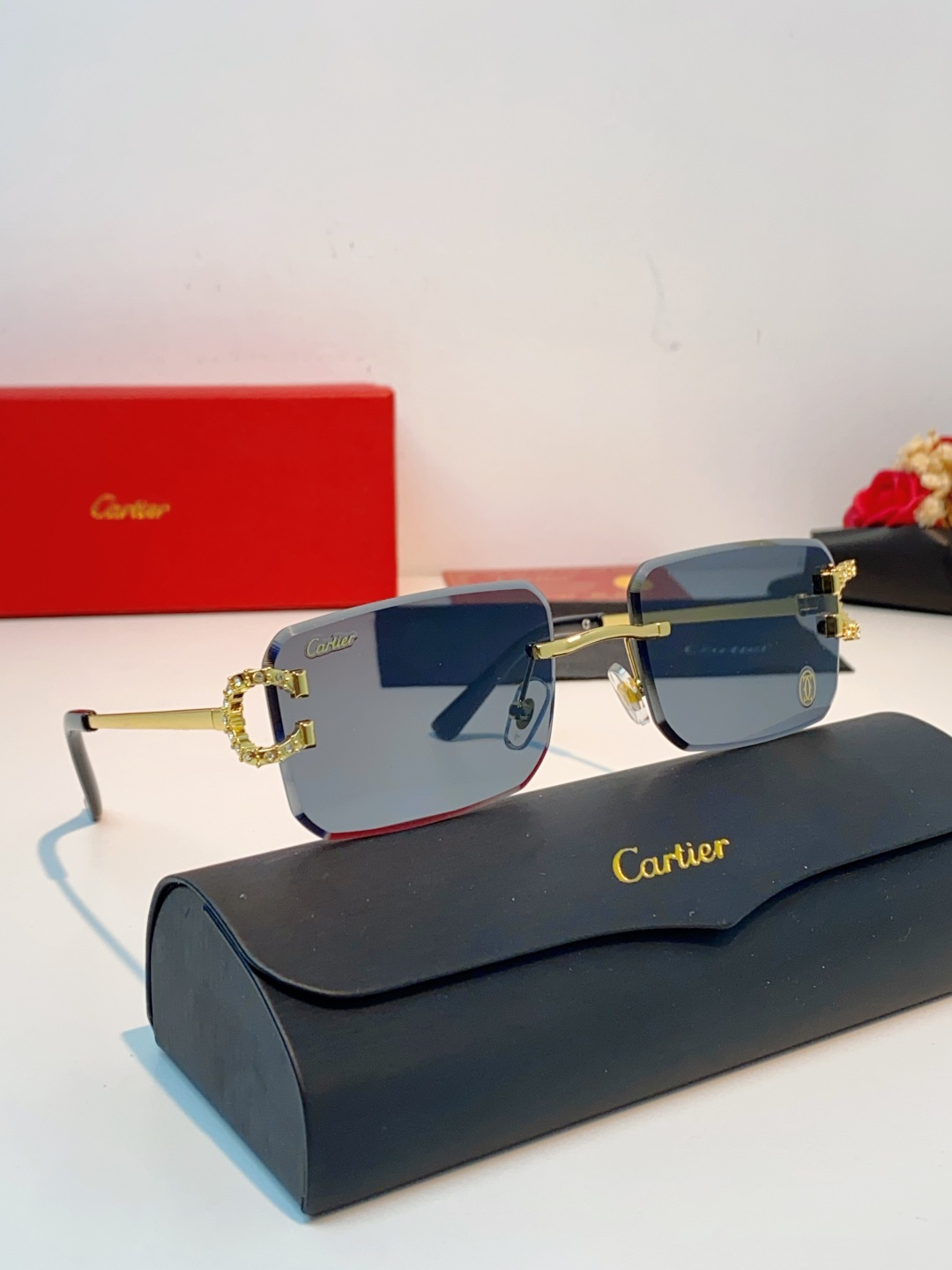 Carter卡地亚 2026最新款 王嘉尔同款无框眼镜带钻男可配度数近视镜高级感金丝无边框眼睛框架女