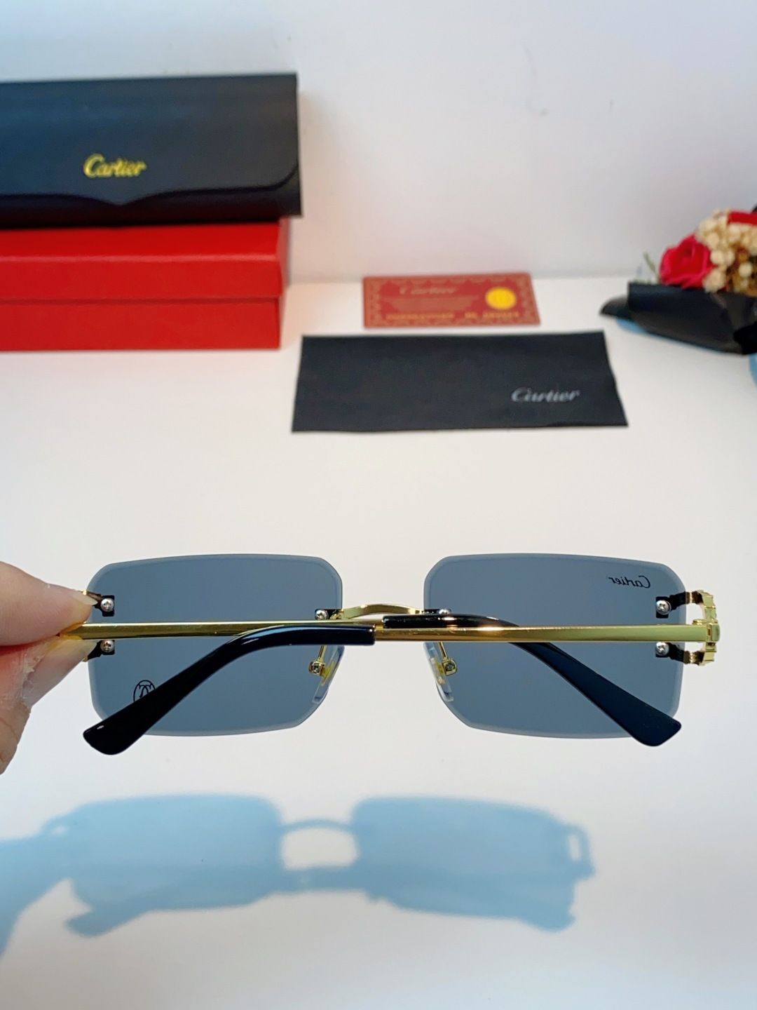 Carter卡地亚 2026最新款 王嘉尔同款无框眼镜带钻男可配度数近视镜高级感金丝无边框眼睛框架女