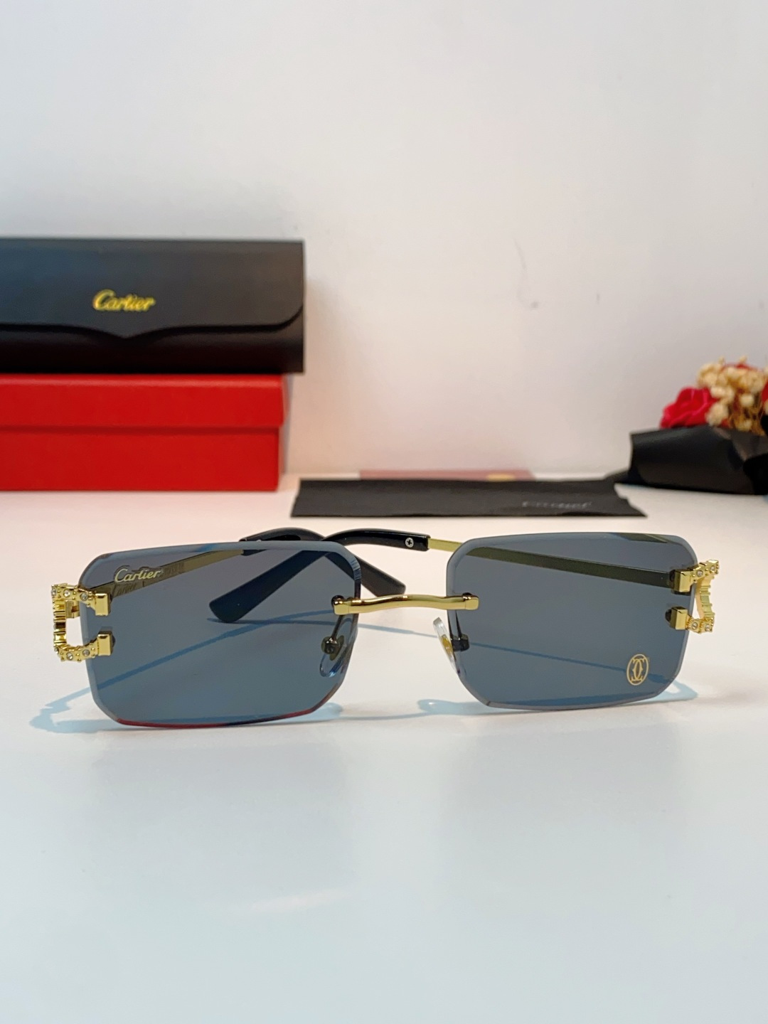 Carter卡地亚 2026最新款 王嘉尔同款无框眼镜带钻男可配度数近视镜高级感金丝无边框眼睛框架女