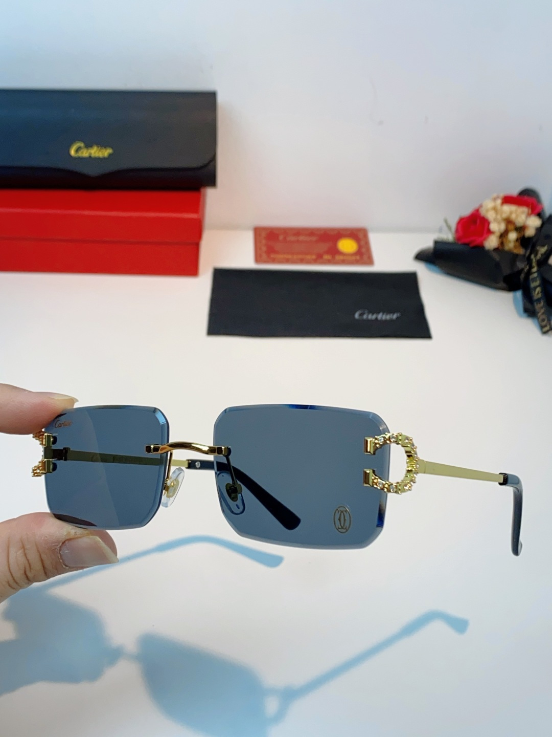 Carter卡地亚 2026最新款 王嘉尔同款无框眼镜带钻男可配度数近视镜高级感金丝无边框眼睛框架女