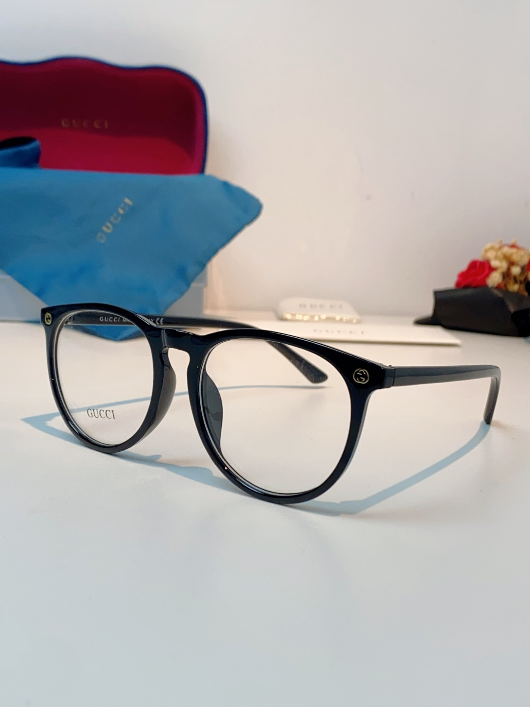 Gucci古奇 许晴同款GG0027小蜜蜂黑色圆框 眼镜架众多明星同款男女可用百搭镜框时尚平光近视眼镜
