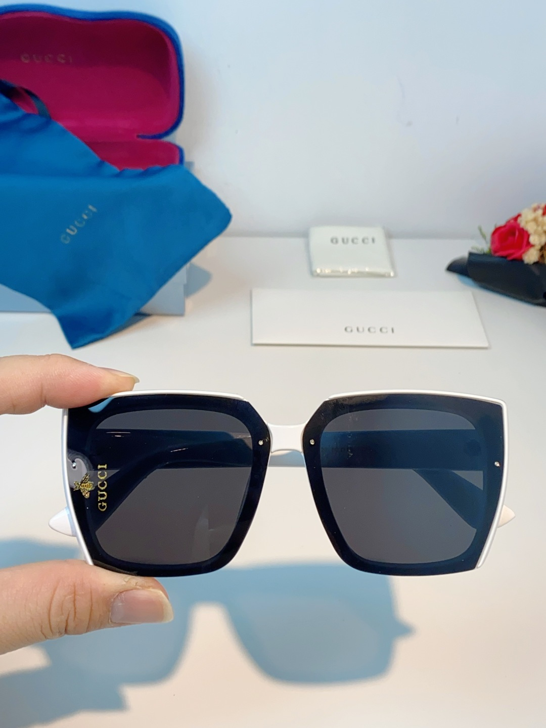 Gucci古奇 2026新款墨镜女潮高级感开车偏光太阳镜潮流防紫外线大脸显瘦眼镜 男女通用