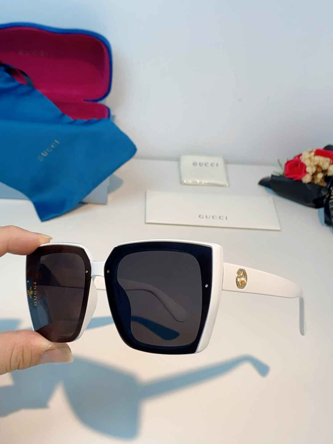 Gucci古奇 2026新款墨镜女潮高级感开车偏光太阳镜潮流防紫外线大脸显瘦眼镜 男女通用