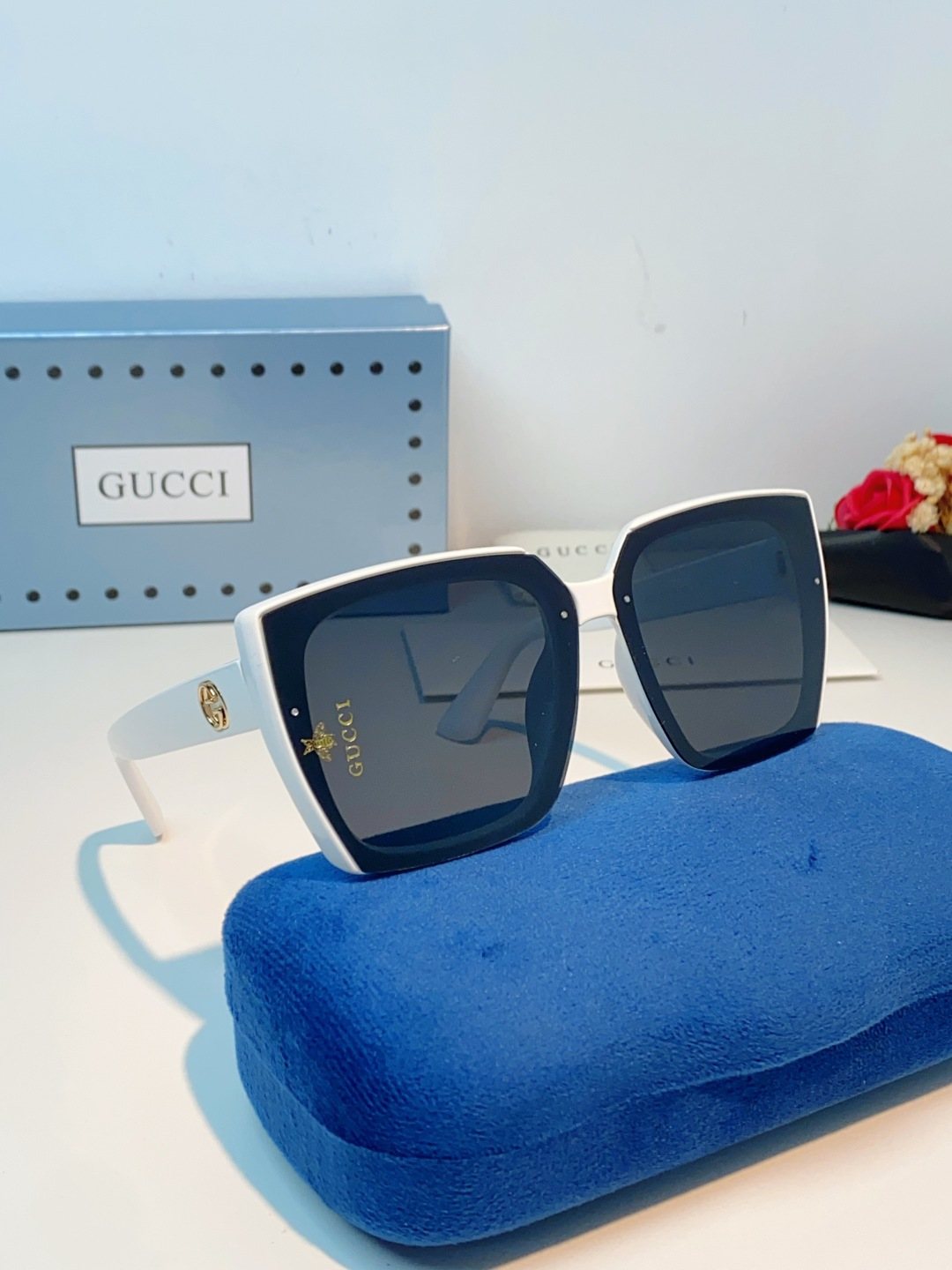 Gucci古奇 2026新款墨镜女潮高级感开车偏光太阳镜潮流防紫外线大脸显瘦眼镜 男女通用