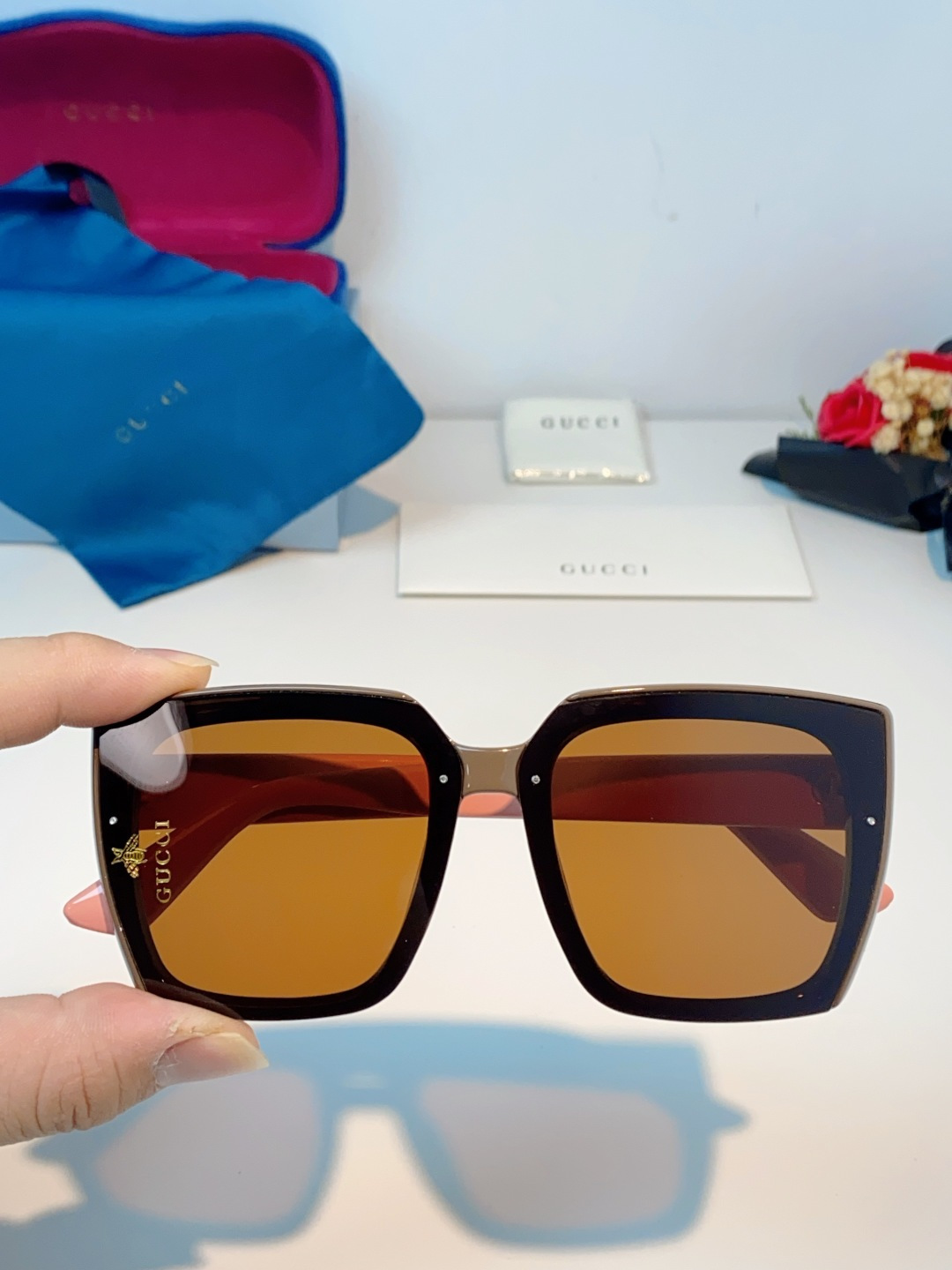 Gucci古奇 2026新款墨镜女潮高级感开车偏光太阳镜潮流防紫外线大脸显瘦眼镜 男女通用