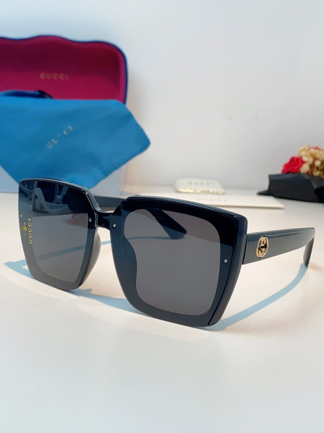 Gucci古奇 2026新款墨镜女潮高级感开车偏光太阳镜潮流防紫外线大脸显瘦眼镜 男女通用