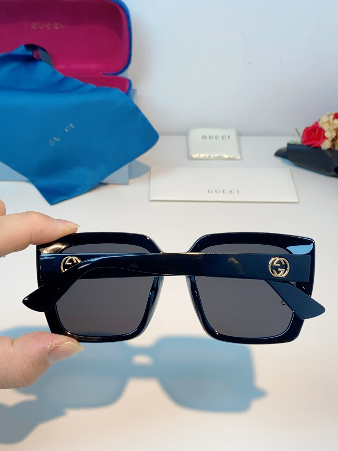 Gucci古奇 2026新款墨镜女潮高级感开车偏光太阳镜潮流防紫外线大脸显瘦眼镜 男女通用