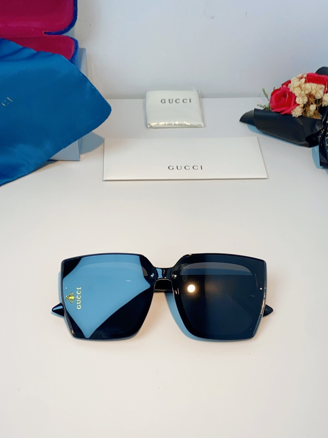 Gucci古奇 2026新款墨镜女潮高级感开车偏光太阳镜潮流防紫外线大脸显瘦眼镜 男女通用