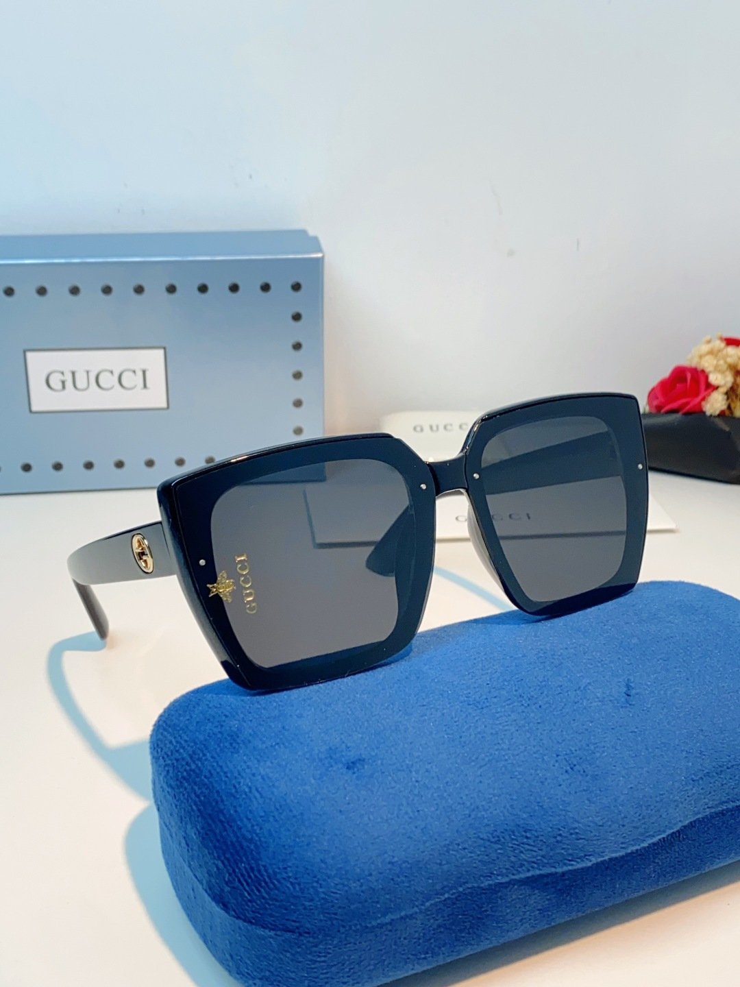 Gucci古奇 2026新款墨镜女潮高级感开车偏光太阳镜潮流防紫外线大脸显瘦眼镜 男女通用