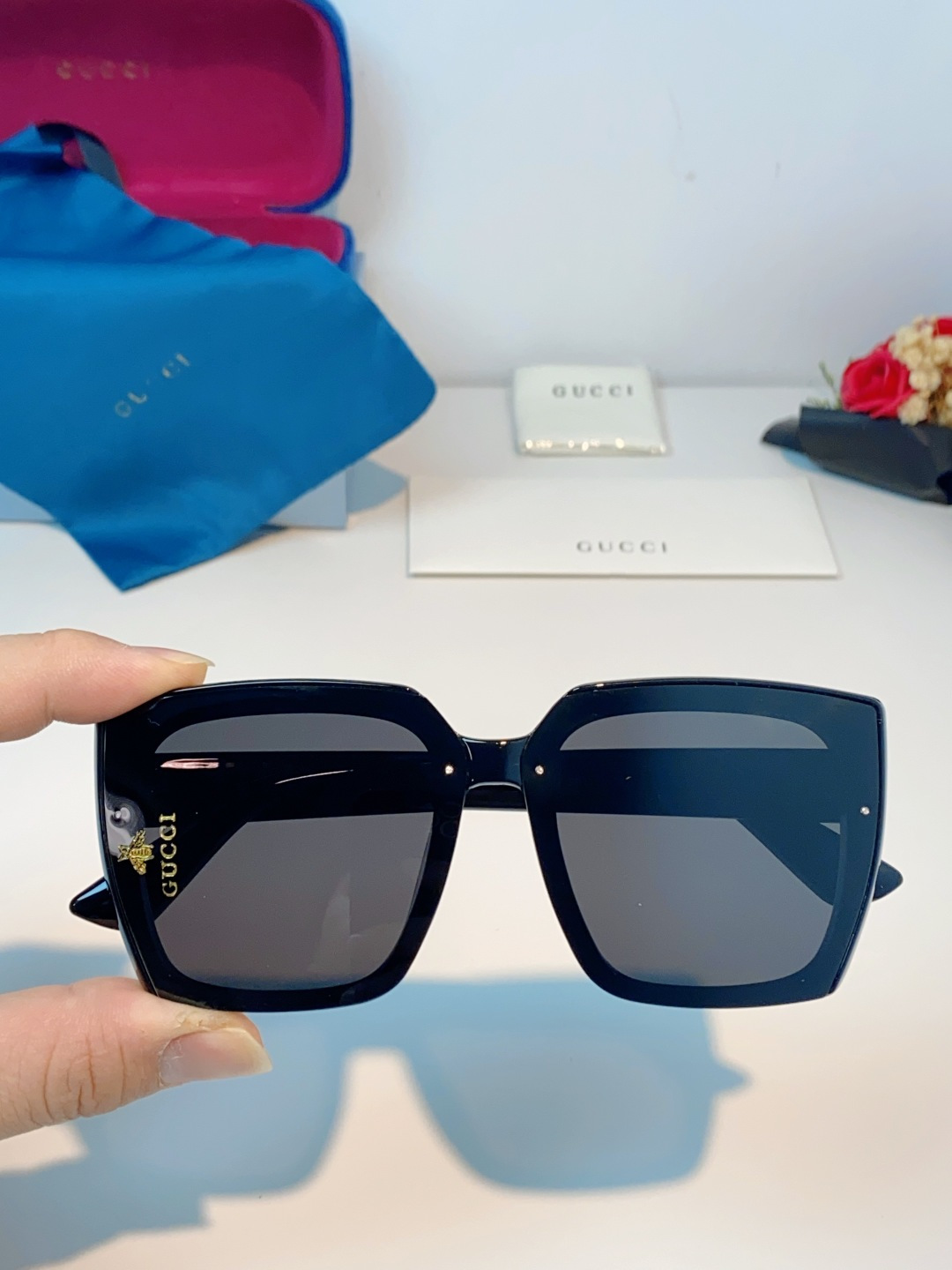 Gucci古奇 2026新款墨镜女潮高级感开车偏光太阳镜潮流防紫外线大脸显瘦眼镜 男女通用