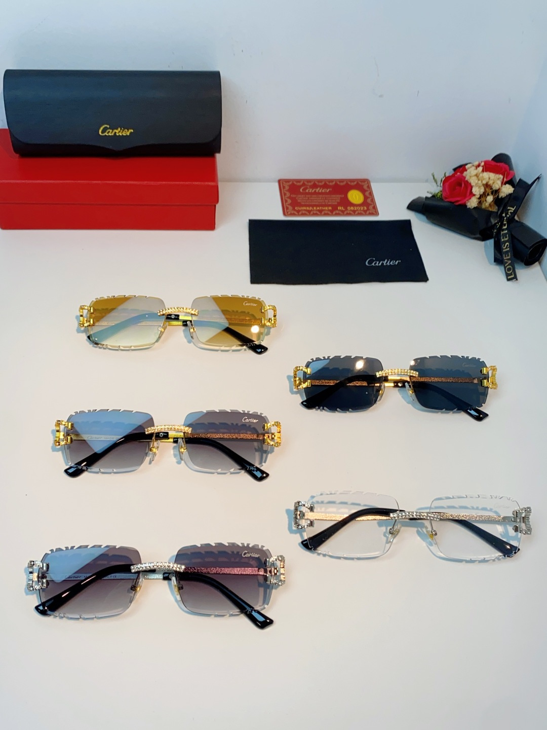 Cartier卡地亚 2026新款镶钻切边花刀太阳镜轻奢高级感ins欧美嘻哈说唱hiPhoP眼镜 男女通