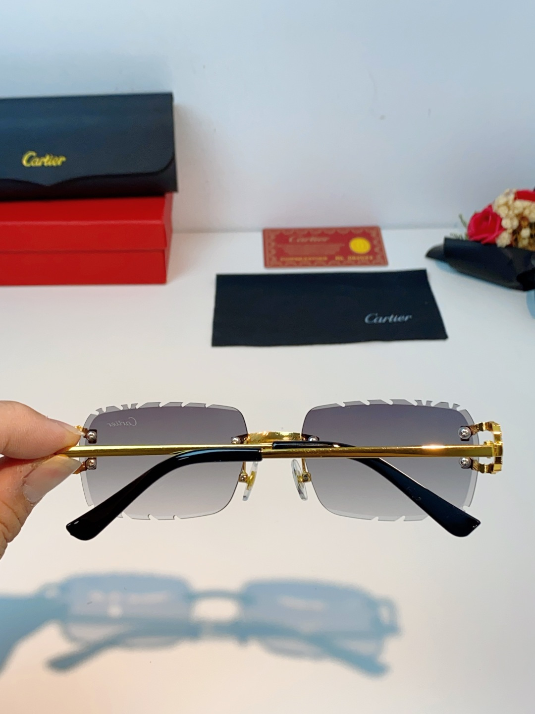 Cartier卡地亚 2026新款镶钻切边花刀太阳镜轻奢高级感ins欧美嘻哈说唱hiPhoP眼镜 男女通