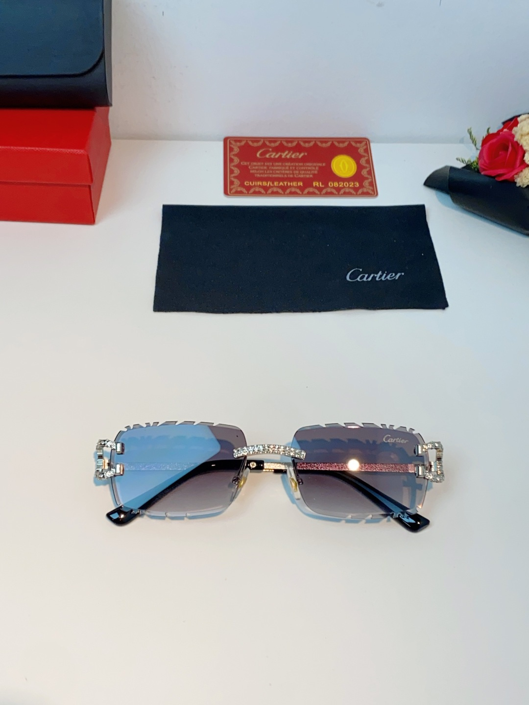 Cartier卡地亚 2026新款镶钻切边花刀太阳镜轻奢高级感ins欧美嘻哈说唱hiPhoP眼镜 男女通