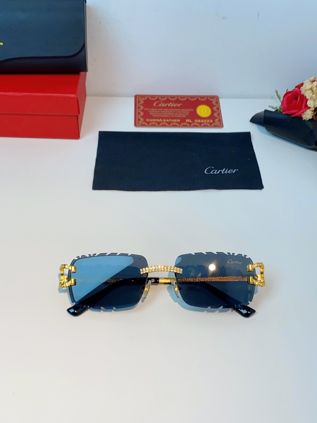 Cartier卡地亚 2026新款镶钻切边花刀太阳镜轻奢高级感ins欧美嘻哈说唱hiPhoP眼镜 男女通