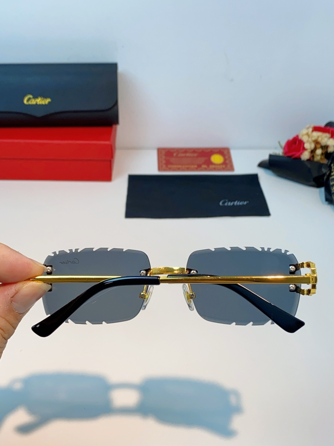 Cartier卡地亚 2026新款镶钻切边花刀太阳镜轻奢高级感ins欧美嘻哈说唱hiPhoP眼镜 男女通