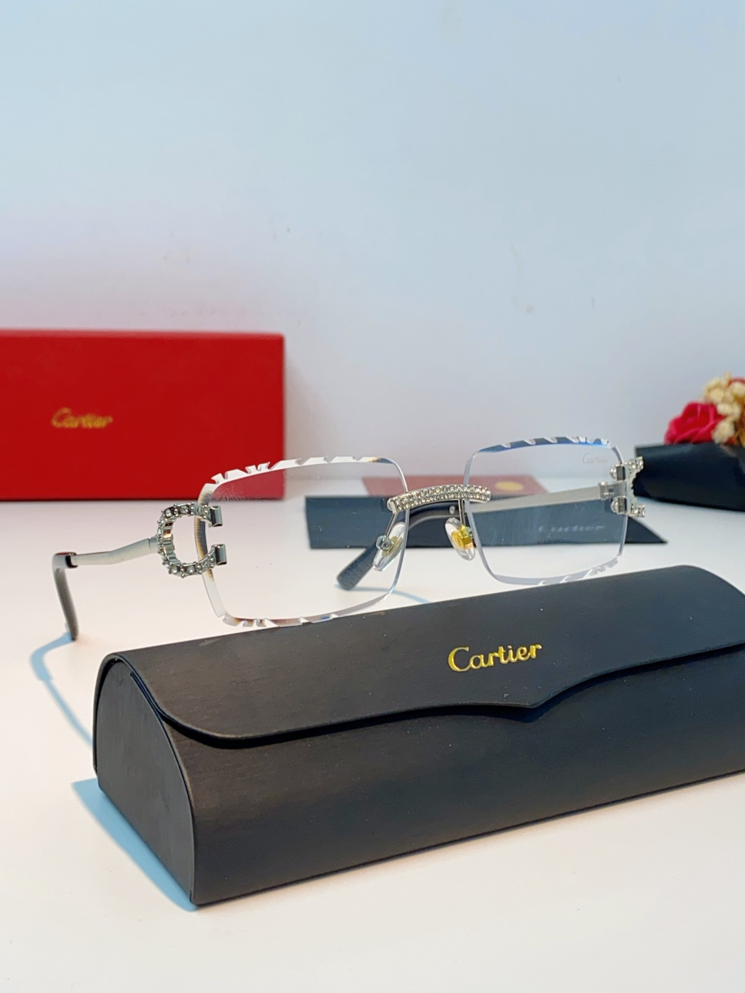 Cartier卡地亚 2026新款镶钻切边花刀太阳镜轻奢高级感ins欧美嘻哈说唱hiPhoP眼镜 男女通