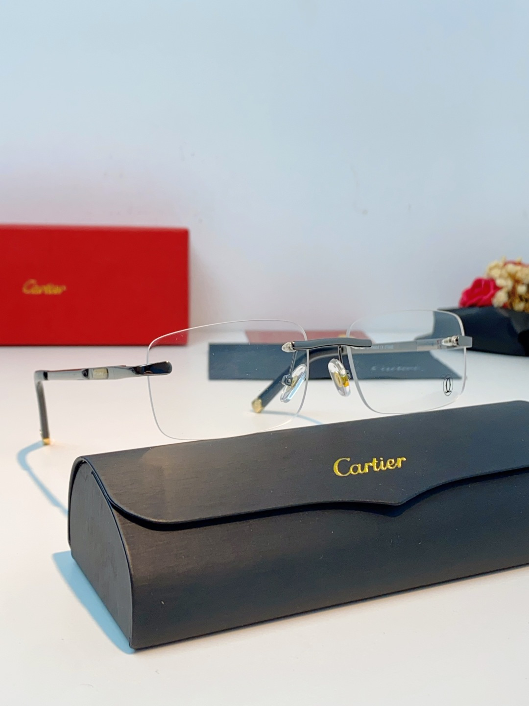 Cartier卡地亚 2026新款 揽佬同款说唱无框太阳镜时尚切边太阳眼镜欧美男防晒墨镜中古男女通用