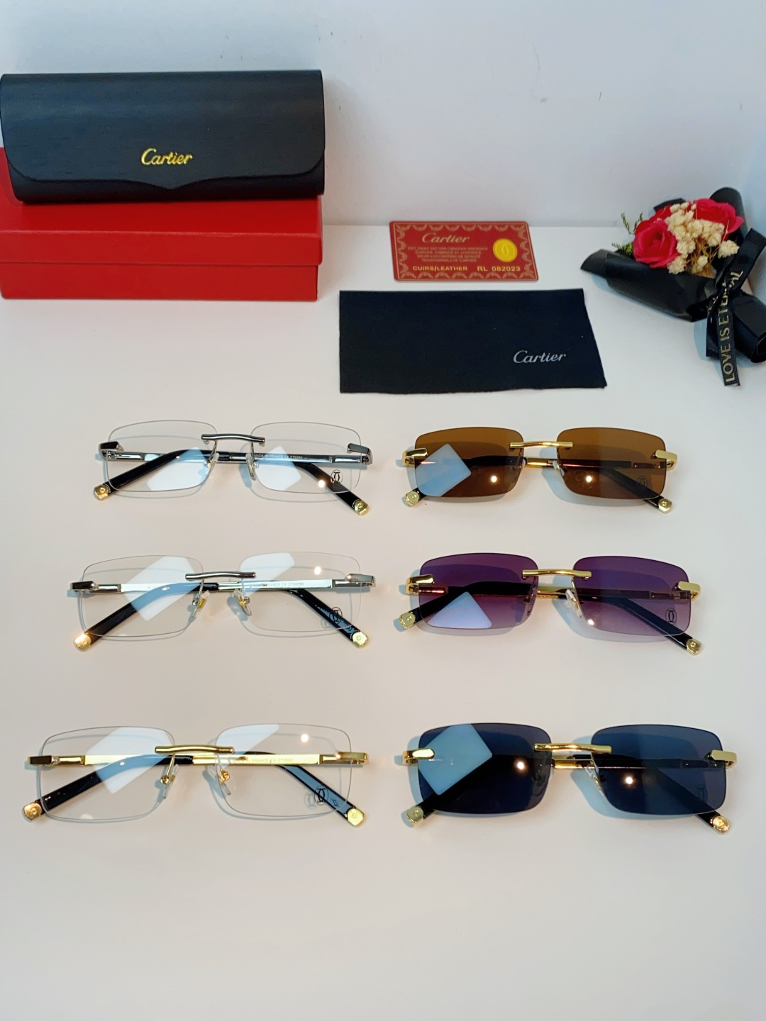 Cartier卡地亚 2026新款 揽佬同款说唱无框太阳镜时尚切边太阳眼镜欧美男防晒墨镜中古男女通用