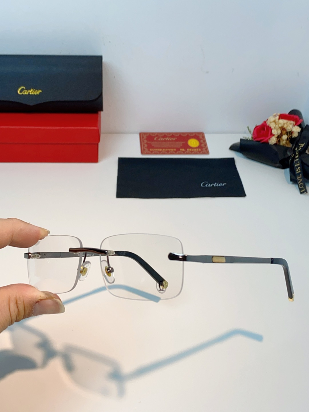 Cartier卡地亚 2026新款 揽佬同款说唱无框太阳镜时尚切边太阳眼镜欧美男防晒墨镜中古男女通用