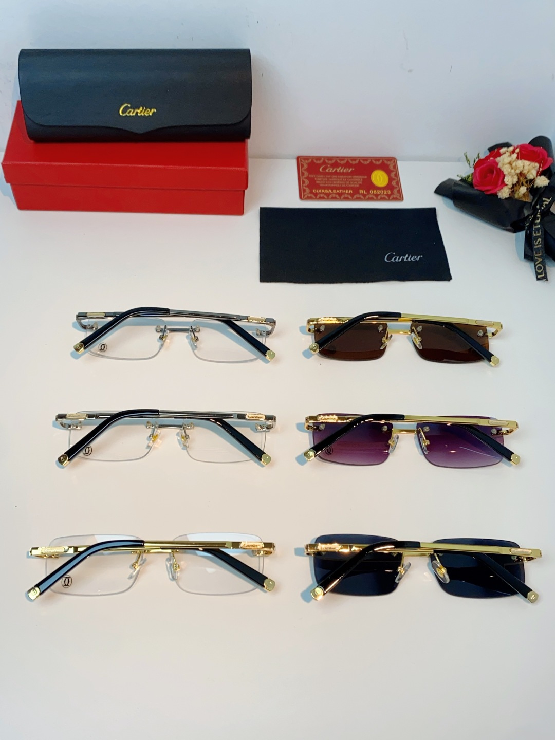 Cartier卡地亚 2026新款 揽佬同款说唱无框太阳镜时尚切边太阳眼镜欧美男防晒墨镜中古男女通用