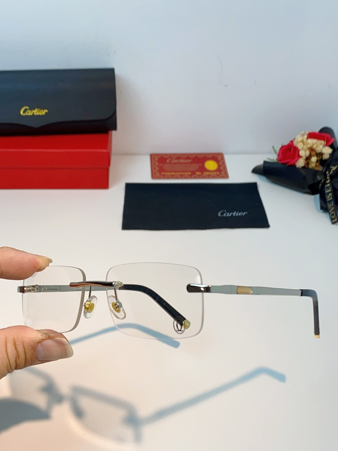 Cartier卡地亚 2026新款 揽佬同款说唱无框太阳镜时尚切边太阳眼镜欧美男防晒墨镜中古男女通用