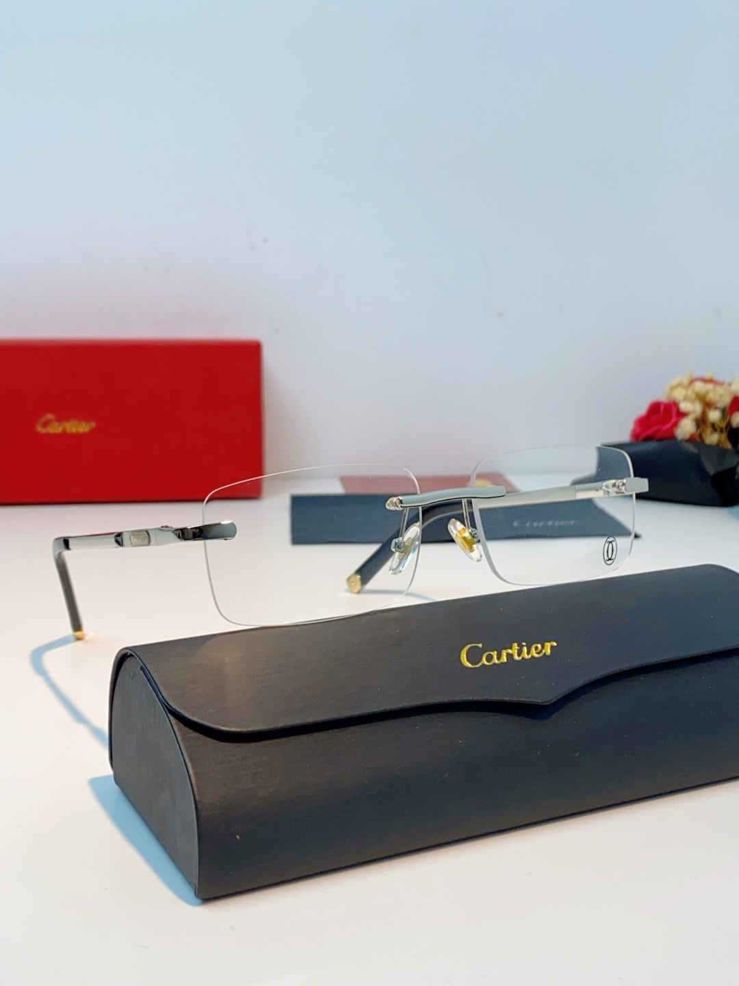 Cartier卡地亚 2026新款 揽佬同款说唱无框太阳镜时尚切边太阳眼镜欧美男防晒墨镜中古男女通用