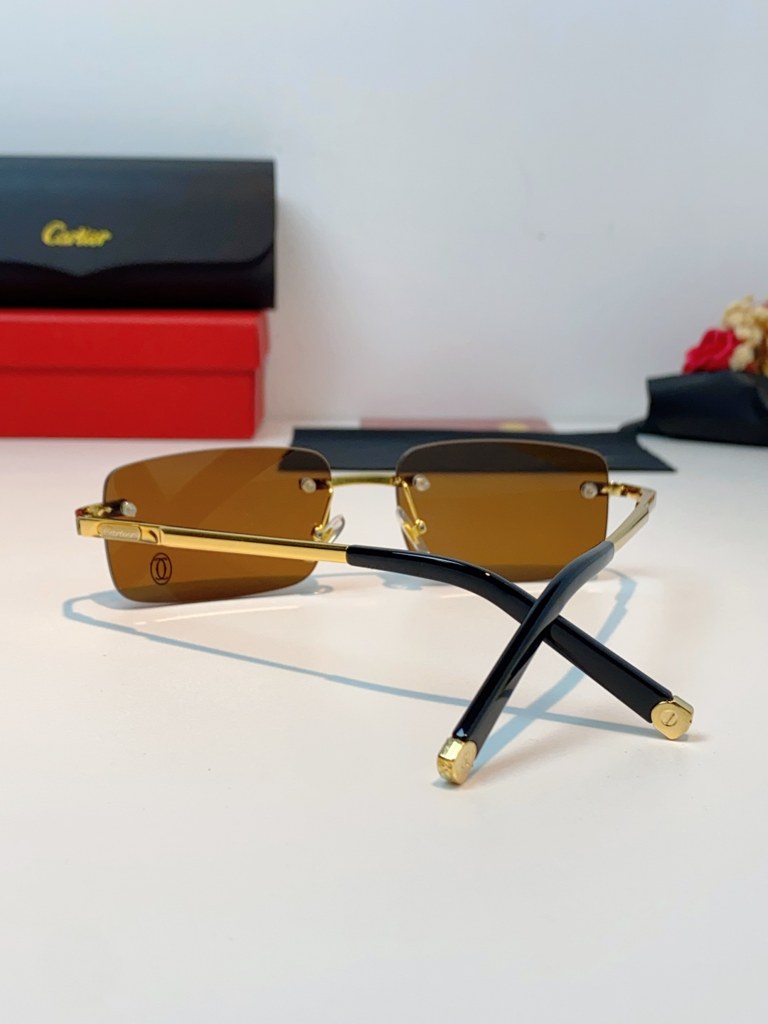 Cartier卡地亚 2026新款 揽佬同款说唱无框太阳镜时尚切边太阳眼镜欧美男防晒墨镜中古男女通用