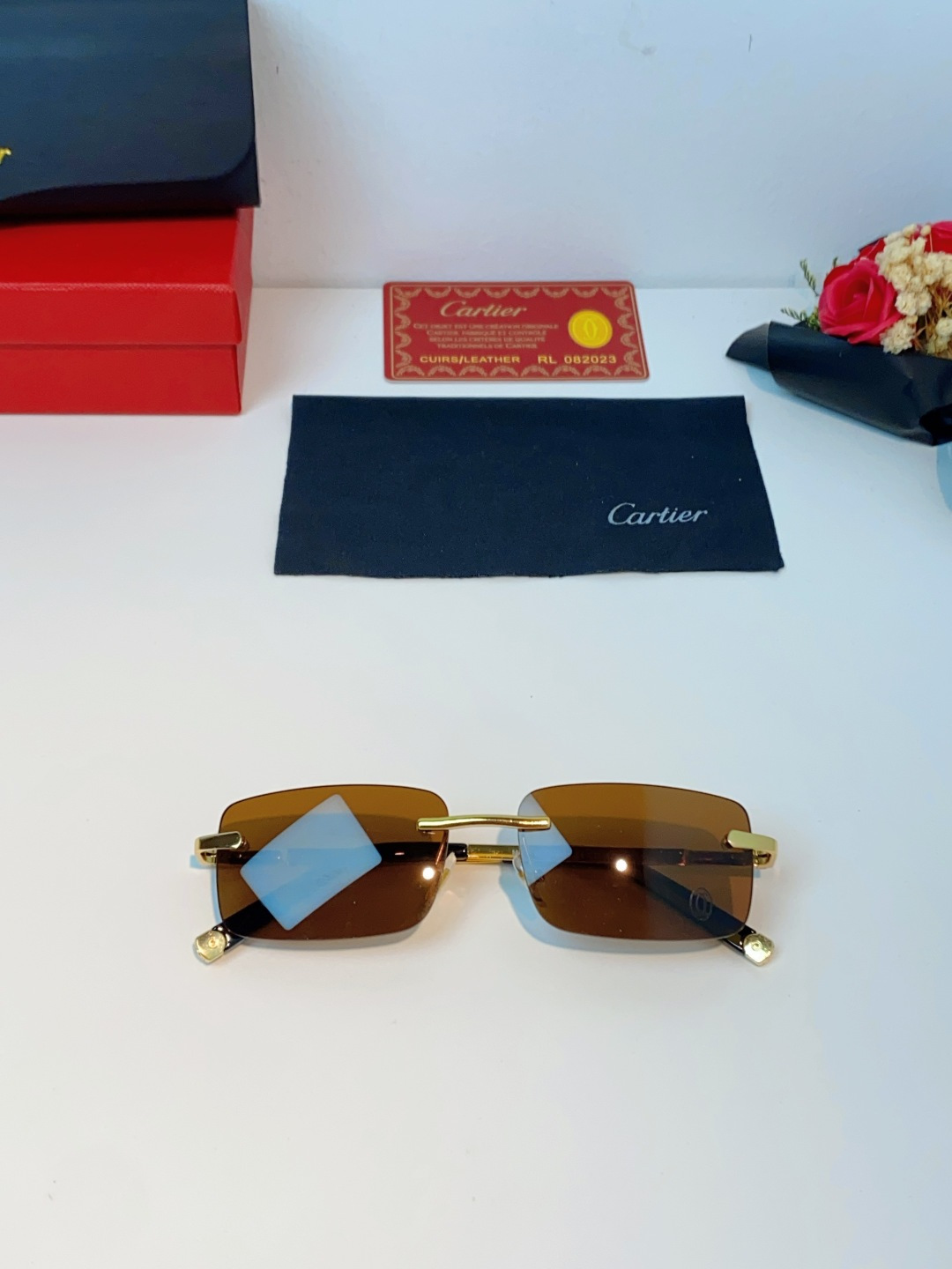 Cartier卡地亚 2026新款 揽佬同款说唱无框太阳镜时尚切边太阳眼镜欧美男防晒墨镜中古男女通用