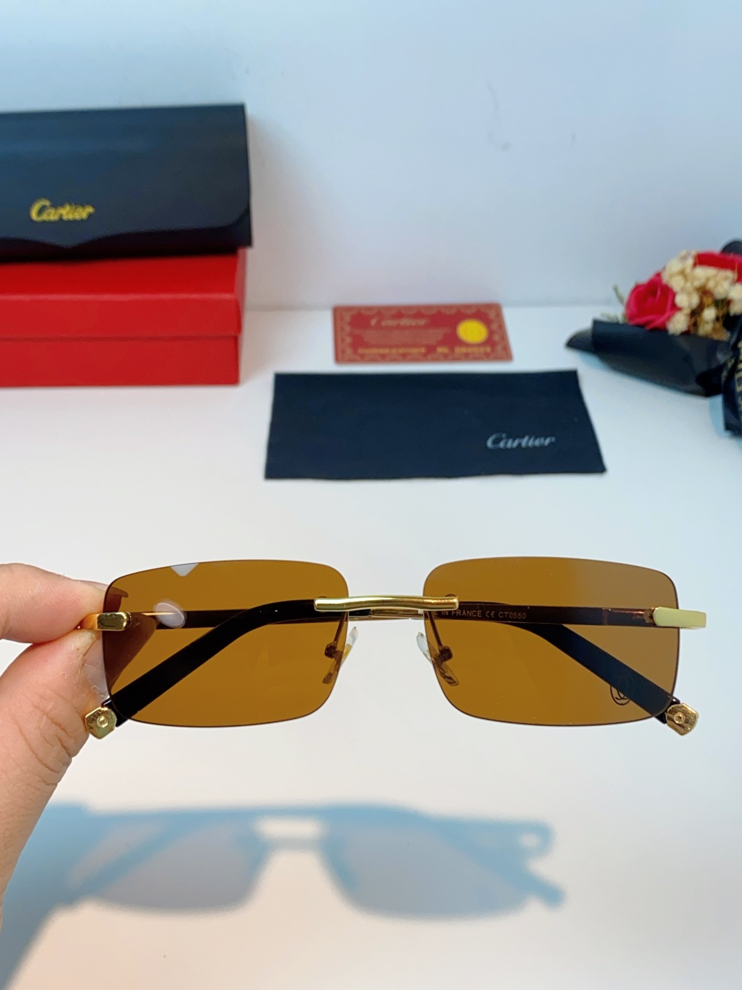 Cartier卡地亚 2026新款 揽佬同款说唱无框太阳镜时尚切边太阳眼镜欧美男防晒墨镜中古男女通用