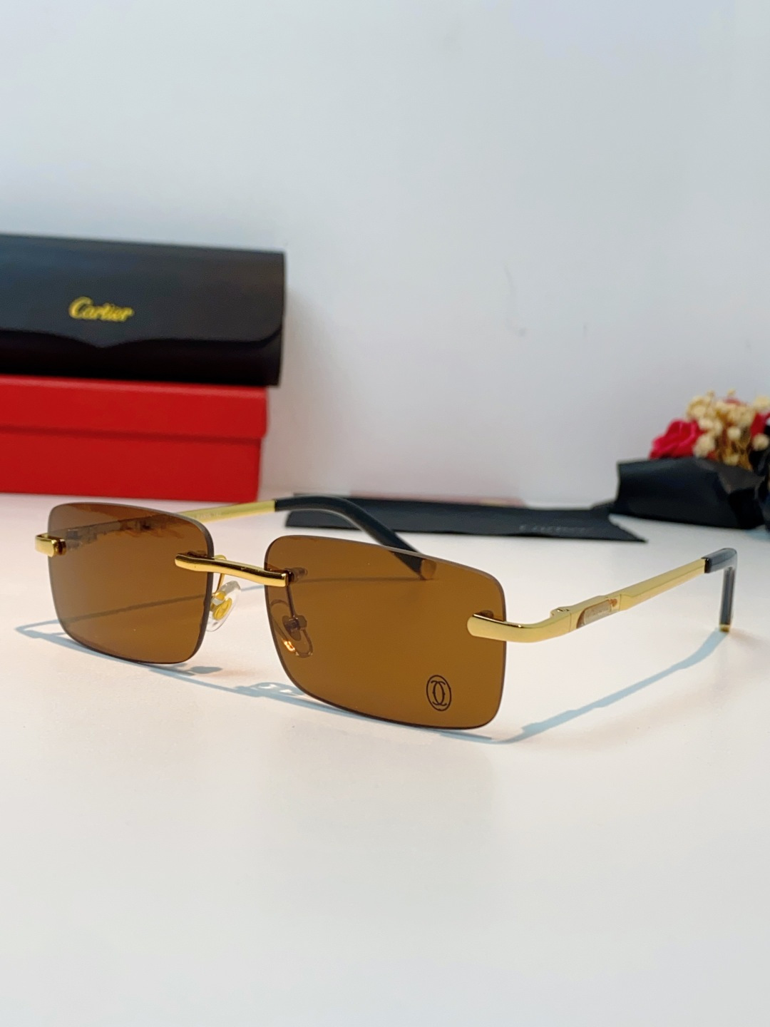 Cartier卡地亚 2026新款 揽佬同款说唱无框太阳镜时尚切边太阳眼镜欧美男防晒墨镜中古男女通用
