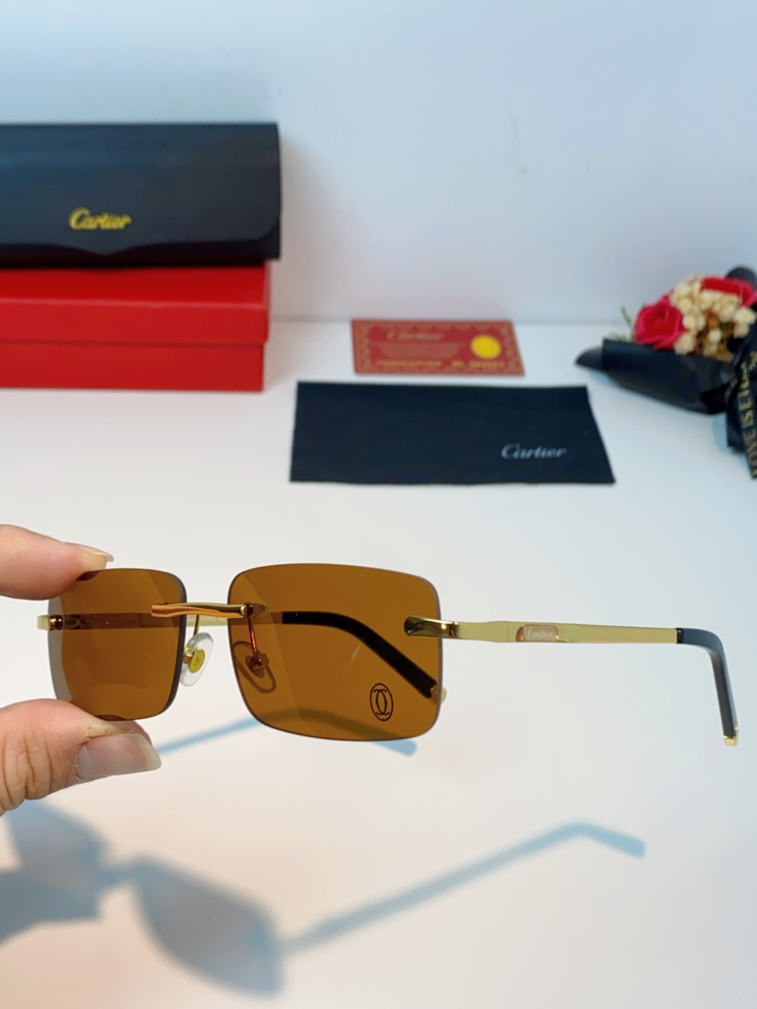 Cartier卡地亚 2026新款 揽佬同款说唱无框太阳镜时尚切边太阳眼镜欧美男防晒墨镜中古男女通用