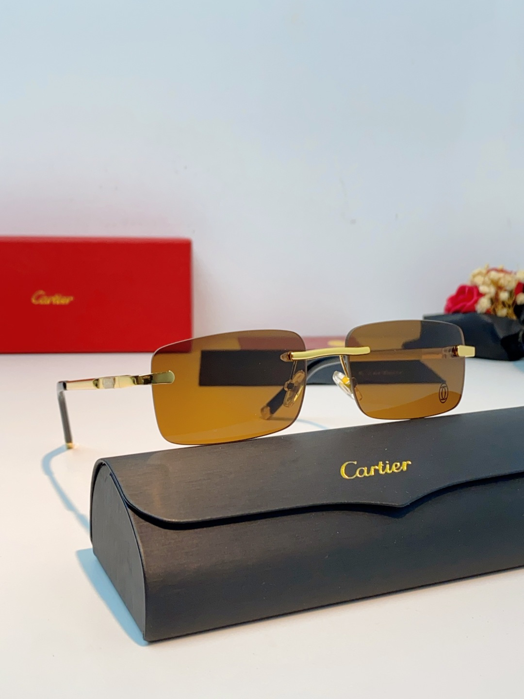 Cartier卡地亚 2026新款 揽佬同款说唱无框太阳镜时尚切边太阳眼镜欧美男防晒墨镜中古男女通用