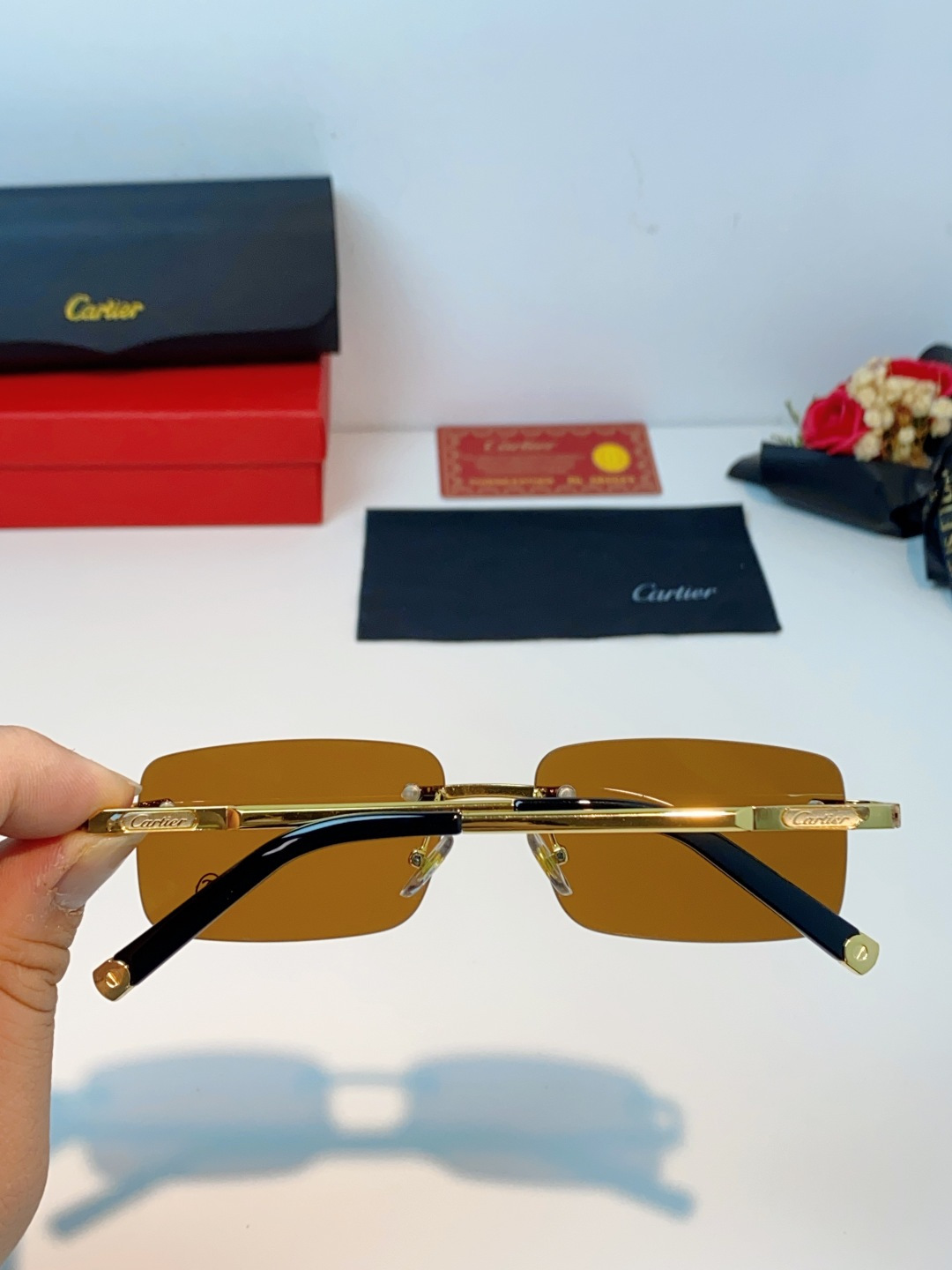Cartier卡地亚 2026新款 揽佬同款说唱无框太阳镜时尚切边太阳眼镜欧美男防晒墨镜中古男女通用