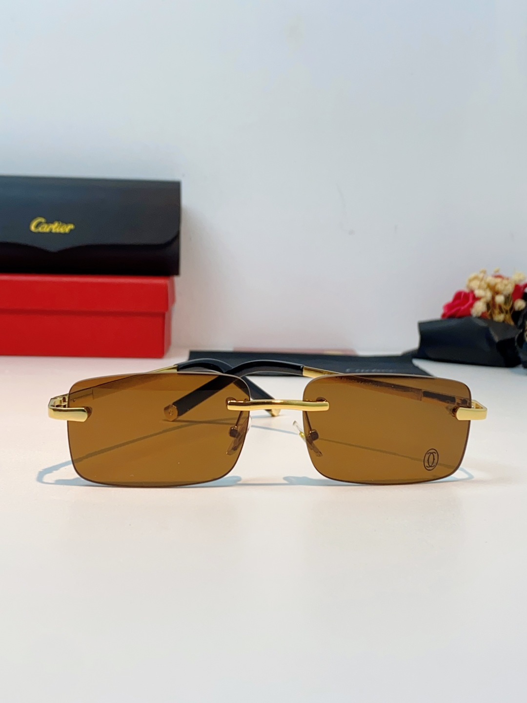 Cartier卡地亚 2026新款 揽佬同款说唱无框太阳镜时尚切边太阳眼镜欧美男防晒墨镜中古男女通用