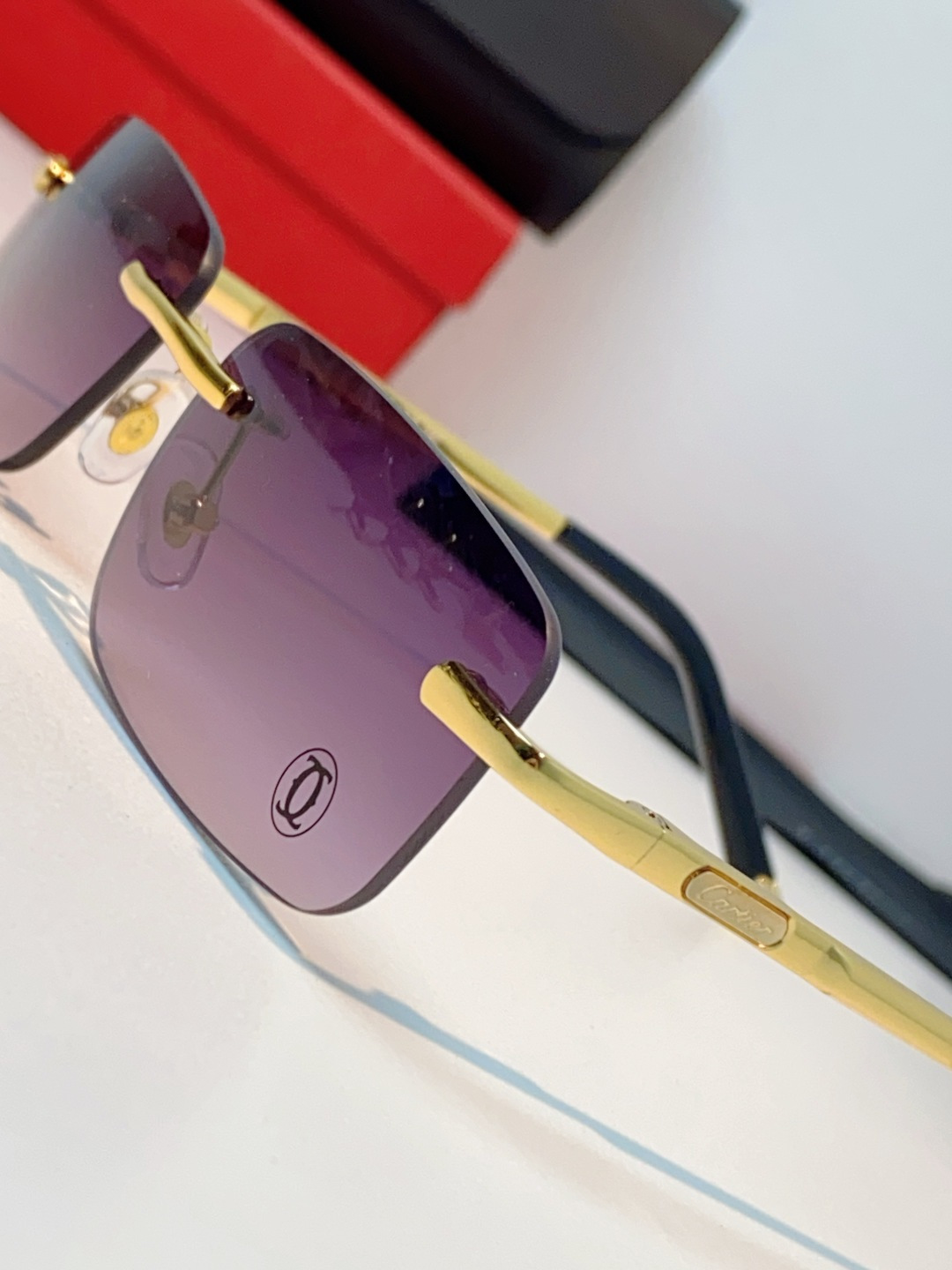 Cartier卡地亚 2026新款 揽佬同款说唱无框太阳镜时尚切边太阳眼镜欧美男防晒墨镜中古男女通用