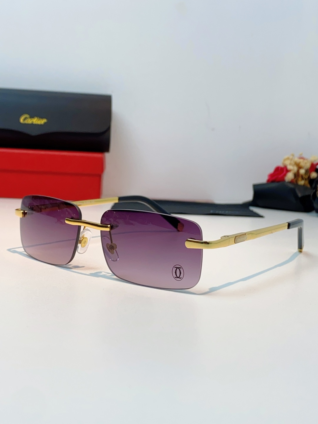 Cartier卡地亚 2026新款 揽佬同款说唱无框太阳镜时尚切边太阳眼镜欧美男防晒墨镜中古男女通用