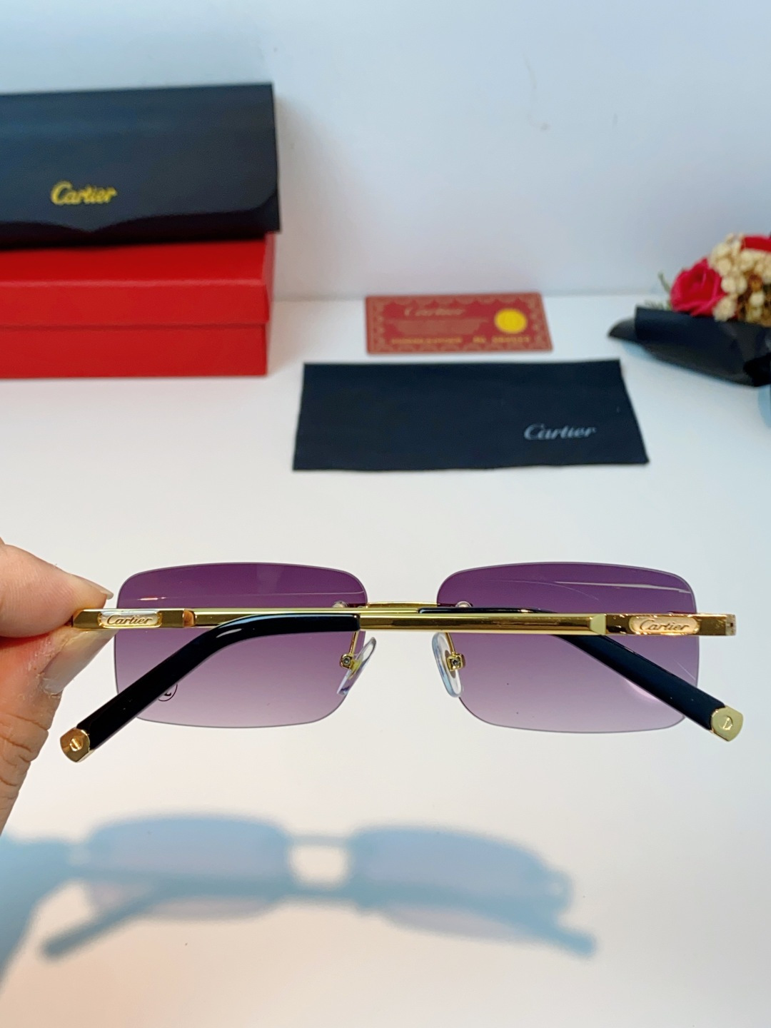Cartier卡地亚 2026新款 揽佬同款说唱无框太阳镜时尚切边太阳眼镜欧美男防晒墨镜中古男女通用