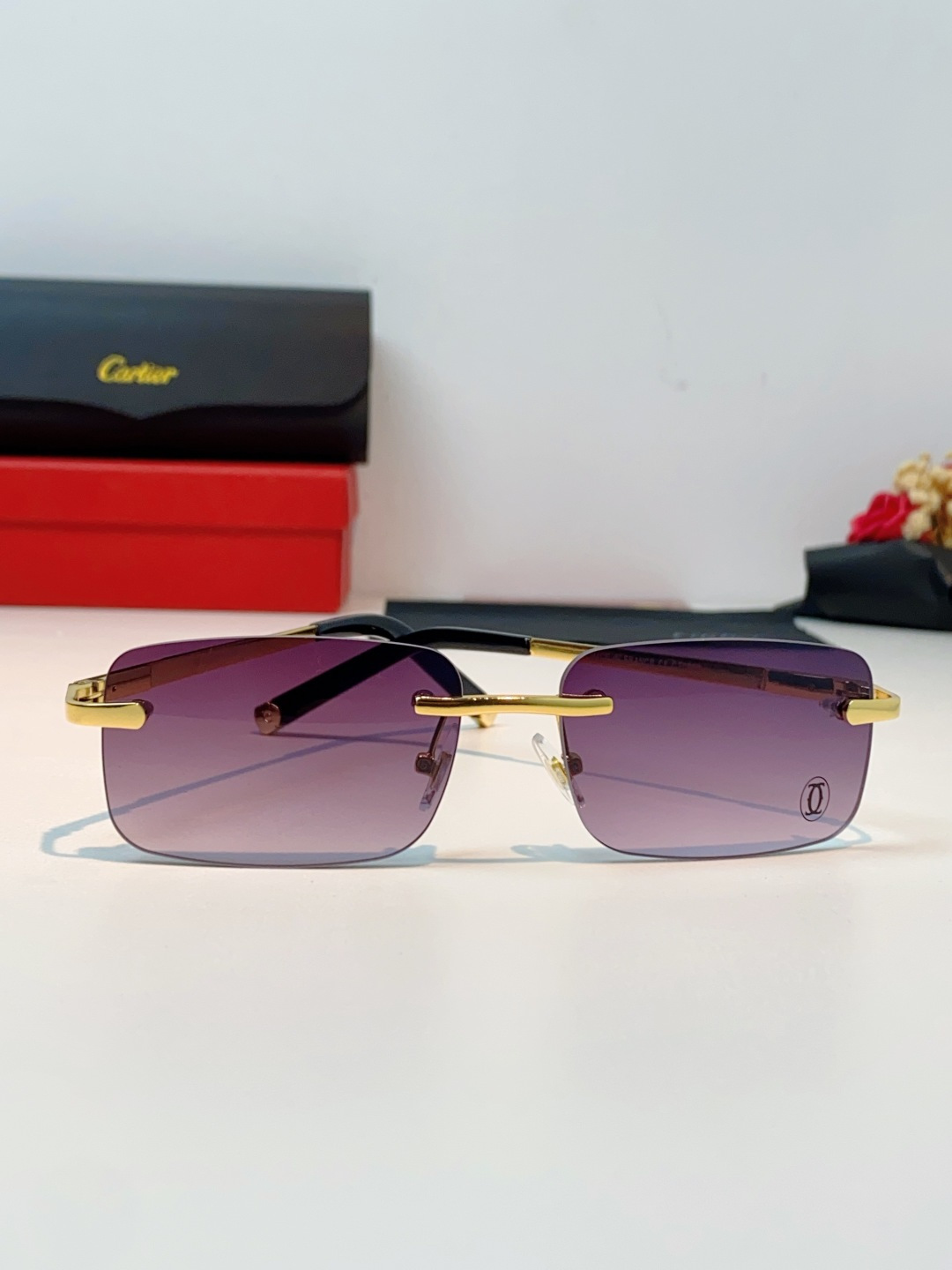 Cartier卡地亚 2026新款 揽佬同款说唱无框太阳镜时尚切边太阳眼镜欧美男防晒墨镜中古男女通用