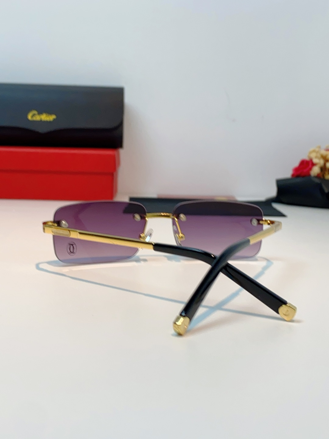 Cartier卡地亚 2026新款 揽佬同款说唱无框太阳镜时尚切边太阳眼镜欧美男防晒墨镜中古男女通用