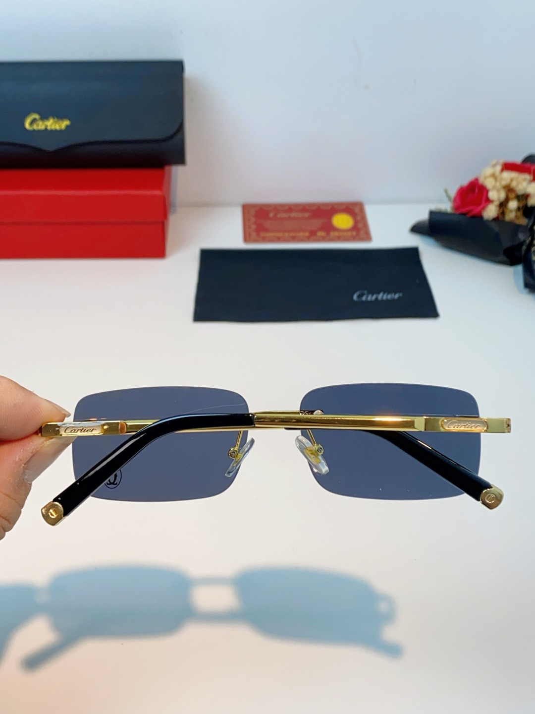 Cartier卡地亚 2026新款 揽佬同款说唱无框太阳镜时尚切边太阳眼镜欧美男防晒墨镜中古男女通用