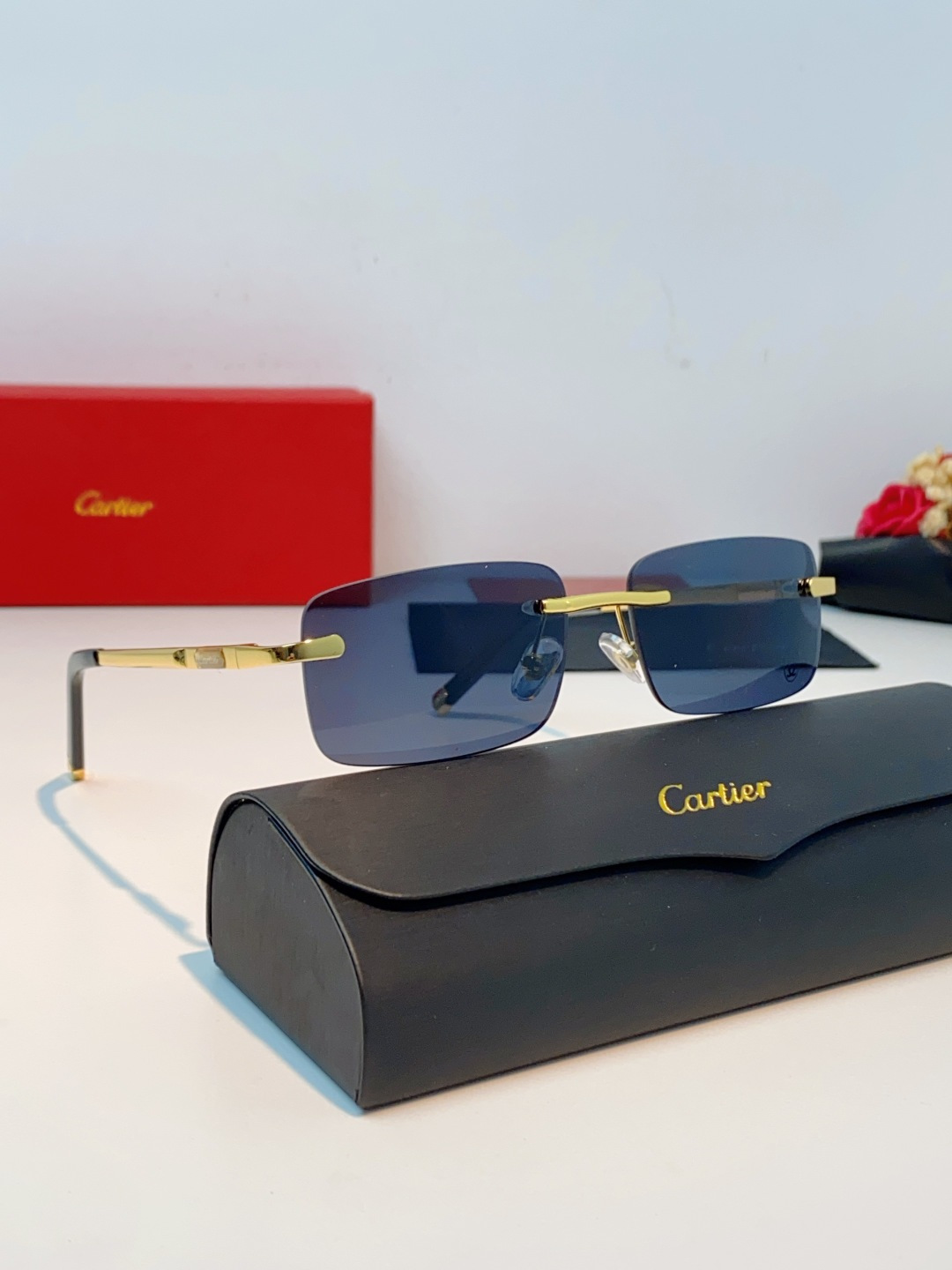 Cartier卡地亚 2026新款 揽佬同款说唱无框太阳镜时尚切边太阳眼镜欧美男防晒墨镜中古男女通用